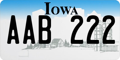 IA license plate AAB222