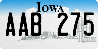 IA license plate AAB275
