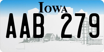 IA license plate AAB279