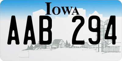 IA license plate AAB294