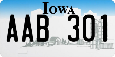 IA license plate AAB301