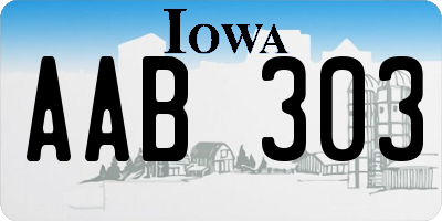 IA license plate AAB303