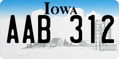 IA license plate AAB312