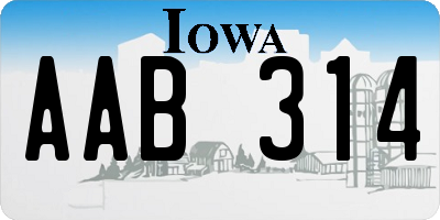 IA license plate AAB314