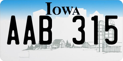 IA license plate AAB315