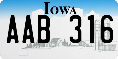 IA license plate AAB316