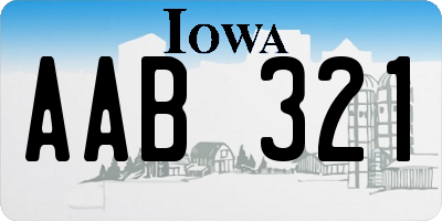 IA license plate AAB321