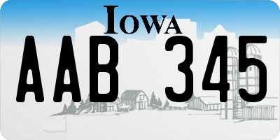 IA license plate AAB345