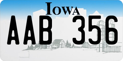 IA license plate AAB356