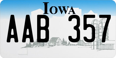 IA license plate AAB357