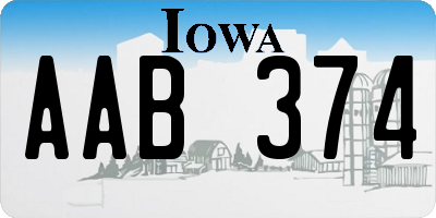 IA license plate AAB374