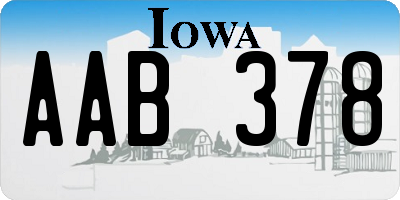 IA license plate AAB378