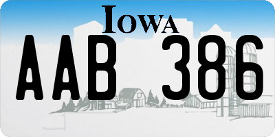 IA license plate AAB386