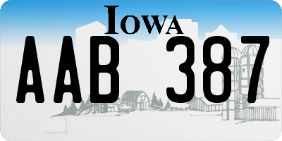 IA license plate AAB387