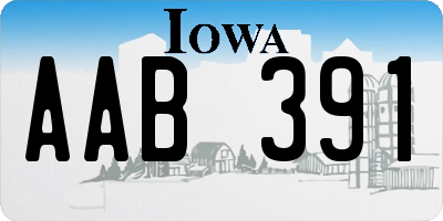 IA license plate AAB391