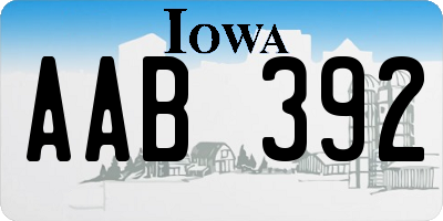 IA license plate AAB392