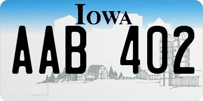 IA license plate AAB402