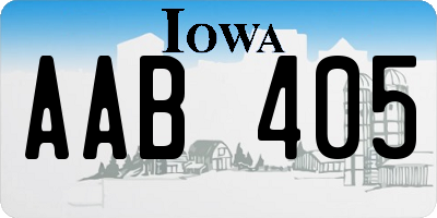 IA license plate AAB405