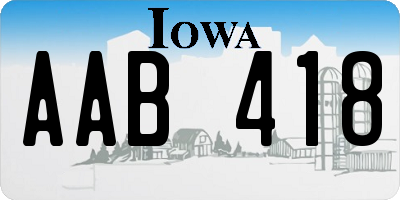 IA license plate AAB418