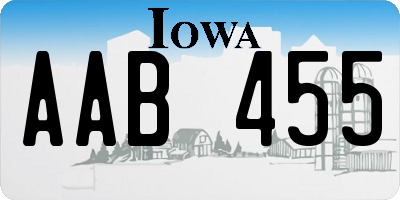 IA license plate AAB455