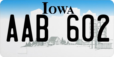 IA license plate AAB602