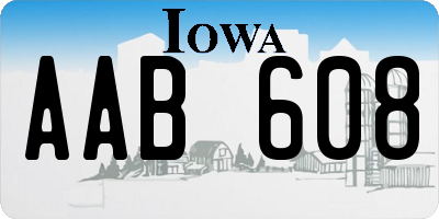 IA license plate AAB608
