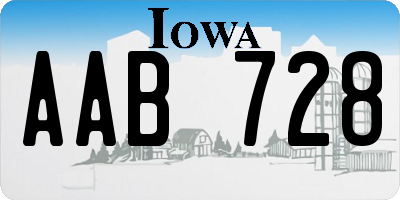 IA license plate AAB728