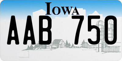 IA license plate AAB750