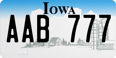 IA license plate AAB777