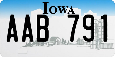 IA license plate AAB791