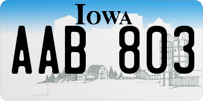 IA license plate AAB803