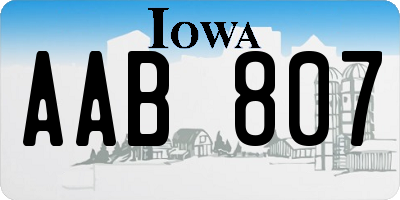 IA license plate AAB807