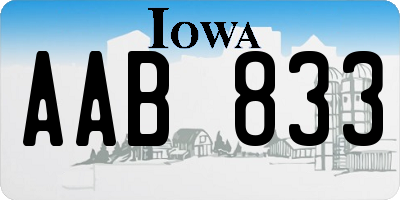 IA license plate AAB833