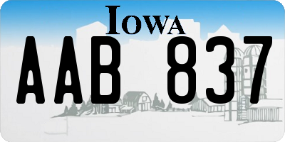 IA license plate AAB837