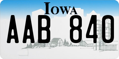 IA license plate AAB840