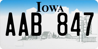 IA license plate AAB847