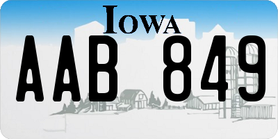 IA license plate AAB849