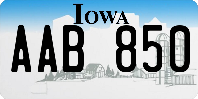 IA license plate AAB850