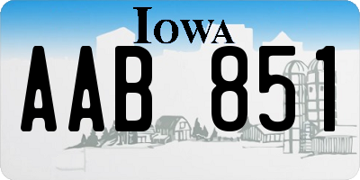 IA license plate AAB851