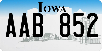 IA license plate AAB852