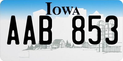 IA license plate AAB853