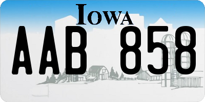 IA license plate AAB858