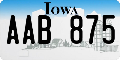 IA license plate AAB875