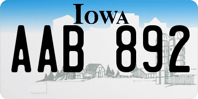 IA license plate AAB892