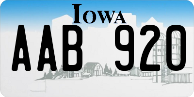 IA license plate AAB920
