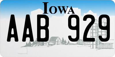 IA license plate AAB929
