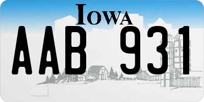 IA license plate AAB931