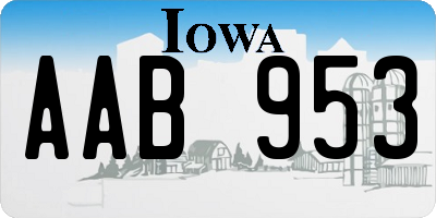 IA license plate AAB953