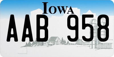 IA license plate AAB958