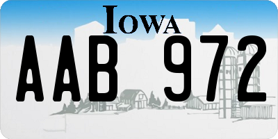 IA license plate AAB972